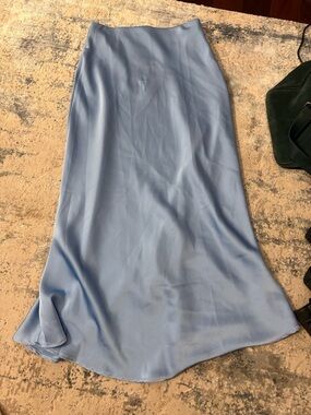 Light Blue Maxi Satin Skirt